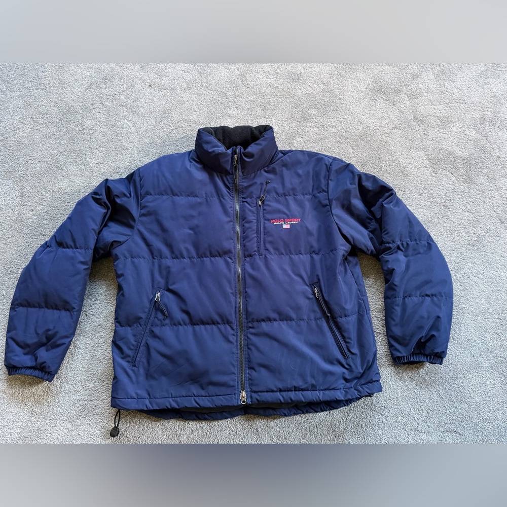 Polo Sport Ralph Lauren Men's Vintage 90s Down Puffer Navy Blue Jacket Size XL